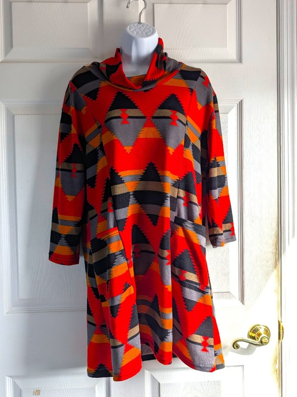 Medium Reborn Tunic with Aztec Design and Pockets!